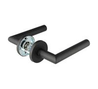 Aperit Tirador de puerta negro de acero inoxidable - Manilla negra par sobre roseta - Redondo - Mate - Juego de manillas para puertas interiores - Modelo T - EN1906 Clase 3-49.203.06.S