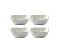 Aperitivo Plato cuadrado for salsa con textura de piedra, 4 piezas, for mojar, for sushi, aperitivos y preparación de cocina para Condimentos(Blanco)
