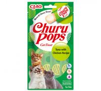 INABA Churu Pops para gatos – Atún con pollo – 4 x 15 g