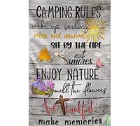 Aperiy Cartel de estaño con texto en inglés "Reglas de camping", 20,3 x 30,5 cm, estilo retro, vintage, estaño de metal