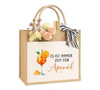 Aperol Spritz - Bolsa de yute sostenible para mujer, mamá, hermana, amigas y damas de honor, bolsa de regalo de yute 100% yute y algodón, Hora de Aperol, medium