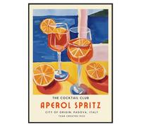 Aperol Spritz Cocktail Club Art Print, póster de bebida italiana vintage, origen Padova 1920 (A3-29,7 x 42 cm)