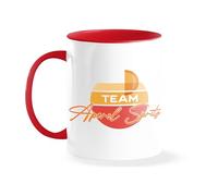 Aperol Spritz Team Summer Vibes Italian Cocktail Lover Retro Vintage Sunset Beach Party Vacation Holiday Fan Gift Birthday Taza blanca con borde y asa rojos