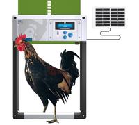 Apertura automática de la Puerta del gallinero, ChickenGuard One en Todos los 4 Colores, Temporizador/Sensor de luz, 3 Opciones de energía: Solar, batería o eléctrica. (Verde + Kit Solar)