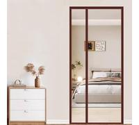 Apertura Lateral Transparente EVA Invierno Cortina Aislante para Puerta, Cubierta Magnética Térmica, Cortina de aire Acondicionado Cocina, Borde Marrón (80×200cm)