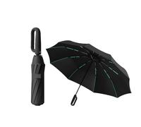 Apertura y cierre automático del paraguas grande, paraguas UV, 10 costillas, reforzado y engrosado, mango de hebilla de anillo giratorio, paraguas plegable, UPF50, lluvia o sol, unisex, Negro