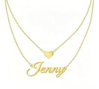 Apeso Collar personalizado con nombre en capas personalizadas con corazón chapado en oro de 18 quilates de acero inoxidable personalizado placa de nombre collar joyería regalo para su madre, esposa