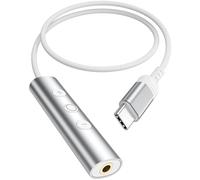 APETOO Adaptador USB C a 3,5 mm con control en línea, dongle DAC HiFi | Cable de control de volumen tipo C a auxiliar para iPhone 17 16 15/iPad Pro para Samsung Galaxy S26 Ultra S25 FE Pixel 10 9 8