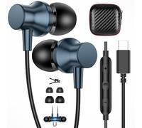 APETOO Auriculares con cable USB C para iPhone 17, 16, 15 Pro, magnéticos tipo C con control de volumen de micrófono para Samsung S26, S25, S23, S22, auriculares estéreo con cancelación de ruido para