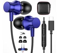 APETOO Auriculares con cable USB C para iPhone 17, 16, 15 Pro, magnéticos tipo C con control de volumen de micrófono para Samsung S26, S25, S23, A17, auriculares intraurales estéreo con cancelación de