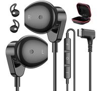APETOO Auriculares USB C para iPhone 17, 16, 15 Pro Max, iPad, auriculares USB-C de ángulo recto con cable con control de volumen de micrófono, estéreo de alta fidelidad, tipo C, para Galaxy S25/S24