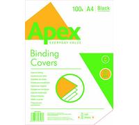 Apex 65010 - Pack de 100 portadas cartulina imitación cuero A4, color negro