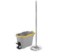 Apex Espresso Plus - Sistema de fregona con cubo, escurridor centrífugo de acero inoxidable, mango y fregona de microfibra