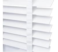 APEX FURNISHINGS Persianas venecianas de madera sintética para ventana, listones de 50 mm, cinta blanca, recortable, para ventanas de oficina en casa (120 cm x 150 cm)
