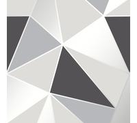 Apex Geometric Wallpaper Negro / Plata - Fine Decor FD41994 Lujo Pesado