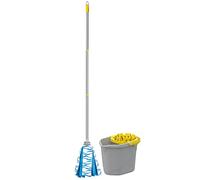 Apex Juego de fregona Completa con Cubo y escurridor de Doble acción - Mopa de Microfibra con Mango de 120 cm, Capacidad del Cubo de 12 litros