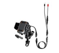 Apex Rush Soporte for Teléfono De Motocicleta 15W | Cargador inalámbrico y 36W USB C, carga rápida, antirrobo, a prueba de golpes, for motocicleta, Scooter(Mirror Charger)