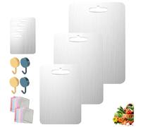 Apex Titanium Cutting Boards for Kitchen, Knife-Friendly 100% Pure Cut Titanium Cutting Board Durable, Stainless Steel Double Sided Food Grade Chopping, Easy to Clean (3PCS,S+M+L)