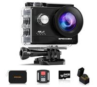 Apexcam Cámara Deportiva 4K con Tarjeta de Memoria de 64GB WiFi Cámara subacuática Impermeable 40M Action Camera 2.0'LCD 170° Gran Angular 2.4G Remoto 2 baterías de 1050mAh y Accesorios Multiples