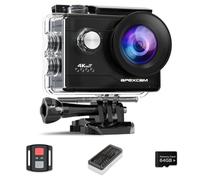 Apexcam Cámara Deportiva 4K60 EIS con Tarjeta de Memoria de 64GB WiFi Cámara subacuática Impermeable 40M Action Camera 170° Gran Angular 2.4G Remoto 2 baterías de 1350mAh y Accesorios Multiples