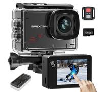 Apexcam M80PRO Cámara Deportiva con Pantalla táctile 4K 48MP Cámara de Acción con 64G Tarjeta Cámara Subacuática Impermeable 40M con 8X Zoom y 2 * 1350 Baterías Kit Accesorios