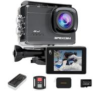 Apexcam M90 cámara Deportiva 4K/64MP con 128G Tarjeta cámara acción EIS con Pantalla táctil WiFi 8X Zoon cámara Sumergible subacuática 40M y Mando a Distancia con Dos 1350*baterías y Otros Accesorios