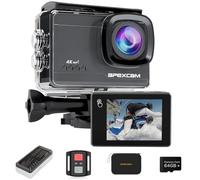 Apexcam M90 Cámara Deportiva 4K64MP con 64G Tarjeta Cámara de Acción EIS con Pantalla Táctil Wifi 8X Zoon Cámara Sumergible Subacuática 40M y Mando a distancia con Dos 1350*baterías y Otros Accesorios
