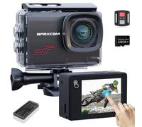 Apexcam Nueva M80PRO Cámara Deportiva Pantalla táctile con 128G Tarjeta 4K 48MP Cámara de Acción Cámara Subacuática Impermeable 40M con 8X Zoom y 2 * 1350 Baterías Kit Accesorios