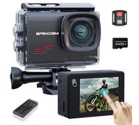 Apexcam Nueva M80PRO Cámara Deportiva Pantalla táctile EIS con 64G Tarjeta 4K 64MP Cámara de Acción Cámara Subacuática Impermeable 40M con 8X Zoom y 2 * 1350 Baterías Kit Accesorios