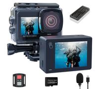 Apexcam Nueva X80pro con EIS cámara Deportiva de Doble Pantalla con 128G Tarjeta 4K60FPS 48MP Ultra HD WiFi cámara de acción cámara subacuática 40m Impermeable 2.4G Control Remoto 2x1350mAh baterías
