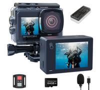 Apexcam Nueva X80pro con EIS cámara Deportiva de Doble Pantalla con 64G Tarjeta 4K60FPS 48MP Ultra HD WiFi cámara de acción cámara subacuática 40m Impermeable 2.4G Control Remoto 2x1350mAh baterías