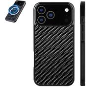 Apexcarbon Forged Carbon Fiber Phone Case for iPhone 17 Pro Max, All-Inclusive Magnetic Wireless Charging, Ultra-Slim, Caseless Touch Feeling, Shockproof, Anti-Fall Protective (Black-a,15pro)