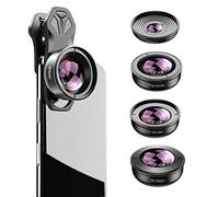 Apexel Kit de lente de cámara HD 5 en 1, 2 lentes de zoom de teleobjetivo + lente súper ancha de 170 grados + lente macro de 10 x lente gran angular de 110 grados + ojo de pez de 195 grados para iPhone y Samsung Huawei y la mayoría de teléfonos inteligentes