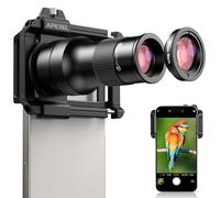 APEXEL Teleobjetivo de enfoque fijo 6X de alta definición con clip universal mejorado, lente macro de 150 mm, recubrimiento FMC, compatible con iPhone 17/16/15..., Samsung, Pixel y otros smartphones
