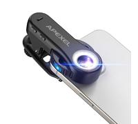 Apexel TriScope - Lente de microscopio 3 en 1 para Smartphone, Aumento de 40X/80X/120X, luz LED Dual y UV, Clip Universal para iPhone, Android, iPad