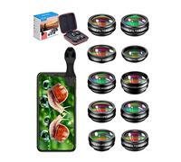 APEXEL11in1 Kit de lentes móviles Lente gran angular y macro+ojo de pez+ teleobjetivo+caleidoscopio/CPL/Flujo/Radial/Filtro de estrella+obturador para iPhone y la mayoría de los teléfonos inteligente