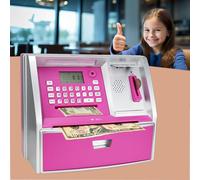 Apgbnk Kids Piggy Bank for Girls - Electronic Coin Couns y ATM Bank for Kids Toy Gfit para nias de 5 a 12 aos (plata/rosa)