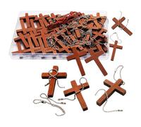 APGLSXY 70 colgantes de madera con forma de cruz con cadena de cuentas para decoración de árbol de Navidad, festivales, celebraciones, dijes cruzados