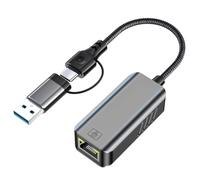APGLSXY Adaptador Ethernet RJ45 con carcasa de aluminio, cable trenzado y luces LED de enlace para dormitorio, viajes y espacios de trabajo en casa, juegos, laptop, computadora de escritorio
