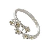 APGLSXY Anillos de flores de iris, anillos de tono plateado, ajustables, abiertos, con motivos florales elegantes, cobres