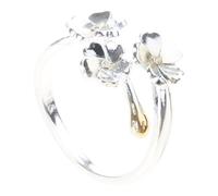 APGLSXY Anillos de flores de iris, anillos de tono plateado, ajustables, abiertos, con motivos florales elegantes, cobres