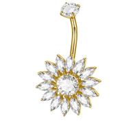 APGLSXY Anillos para ombligo fáciles de combinar con tu propio encanto, textura de aleación para entusiastas de la moda moderna, piercing de ombligo con flores, One Size, como se describe, como se
