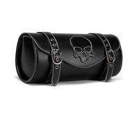 APGLSXY Bolsa de almacenamiento de poliuretano para motocicleta, bolsa frontal para manubrio de horquilla delantera, herramienta vintage, alforja, patrón de calavera, herramienta de motocicleta, gran