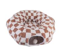 APGLSXY Cama tipo túnel única en forma de S, lujosa cama de túnel de forro polar bordado interactivo redondo para gatos pequeños, para interiores, cálido y suave colchón para perros