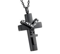 APGLSXY Collar conmemorativo con colgante de urna cruzada para cenizas de mascotas con diseño de fácil sellado para perros y gatos, joyería de acero inoxidable