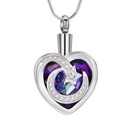 APGLSXY Collar de urna de corazón adornado con espacio de almacenamiento seguro, longitud personalizable, regalo para mascotas, joyería de cremación de acero