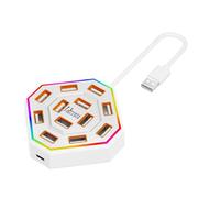 APGLSXY Concentrador USB de configuración de computadora, 13 puertos con 10 puertos USB A y 3 puertos de datos tipo C, acceso Plug and Play para escritorios, divisor de concentrador, multipuerto