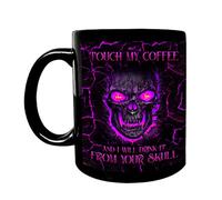 APGLSXY Divertida taza de café con diseño de calavera con texto en inglés "Touch My I Will Drink It", taza de té de cerámica de 325 ml con asa