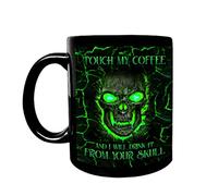 APGLSXY Divertida taza de café con diseño de calavera con texto en inglés "Touch My I Will Drink It", taza de té de cerámica de 325 ml con asa