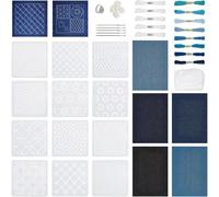 APGLSXY El juego de costura Sashiko de 45 piezas incluye aro de aguja de tela de algodón y equipo tradicional Sashiko